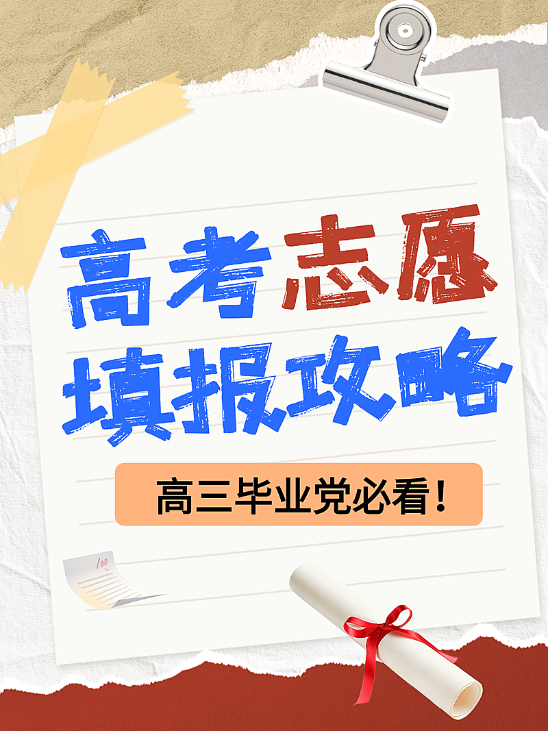 简约拼贴风高考志愿填报攻略指南分享小红书封面