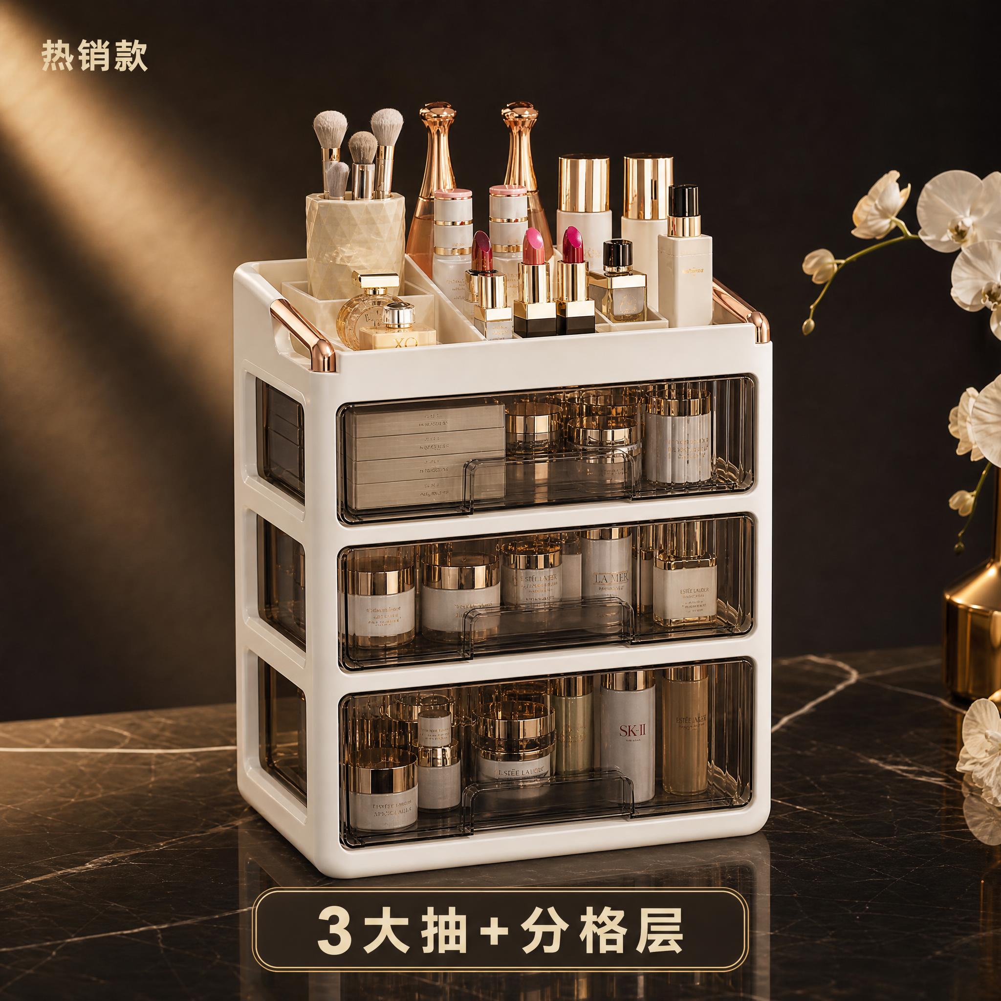 [SKU-3] 3大抽+顶部分格层款化妆品收纳盒，单款独立展示… - 图片创意预览