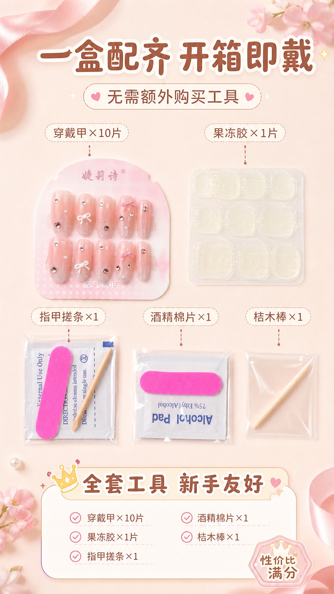 [商品] 使用【图2】和【图3】中的全套配件：穿戴甲、果冻胶、… - 图片创意预览