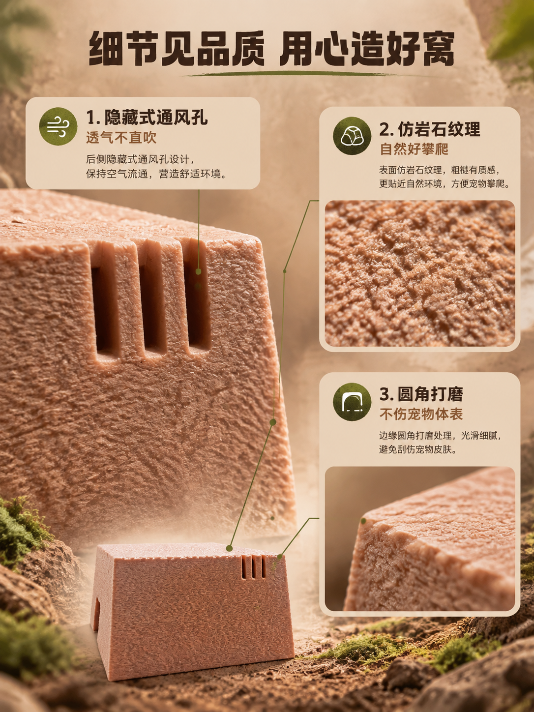 [商品] 使用【图2】侧面视角的爬宠躲避屋；保留梯形结构、后侧… - 图片创意预览