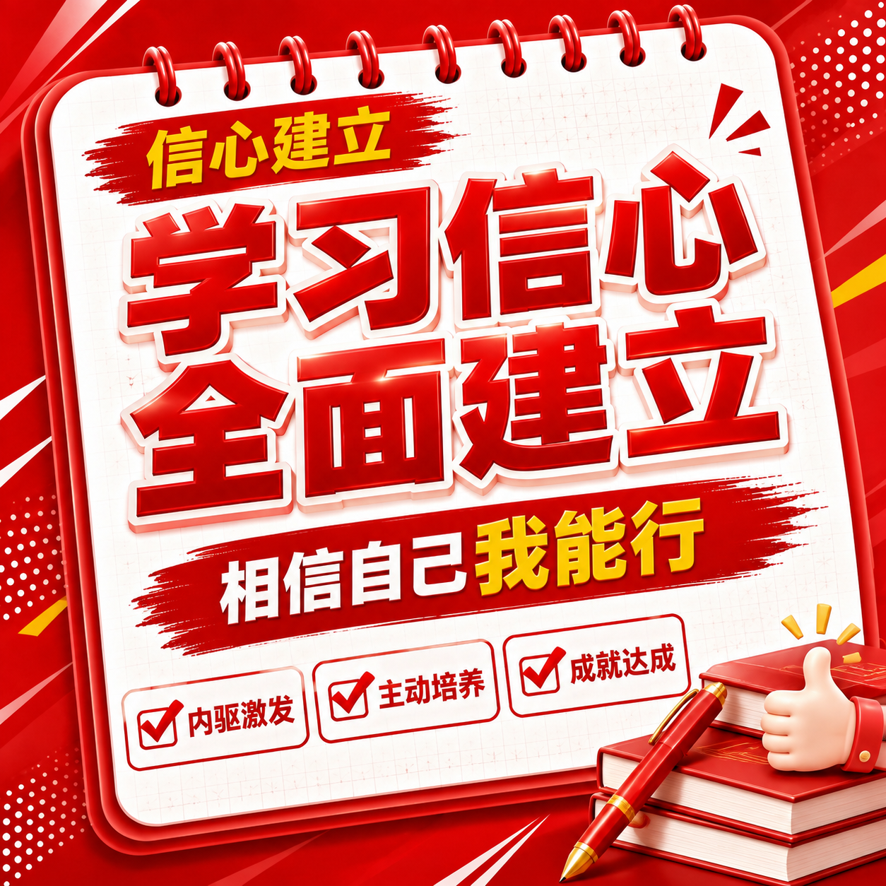 红色商务立体字风格开学季方版海报，融合两张参考图：颜色风格参考… - 图片创意预览
