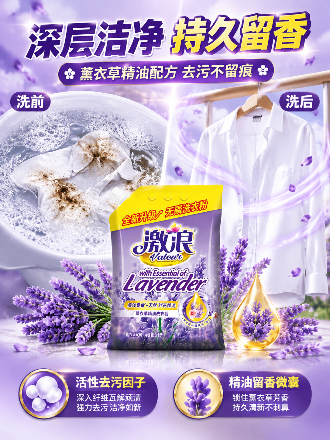 [主图-2] 核心功效证明，突出深层洁净去污力与薰衣草精油留香… - 图片创意预览