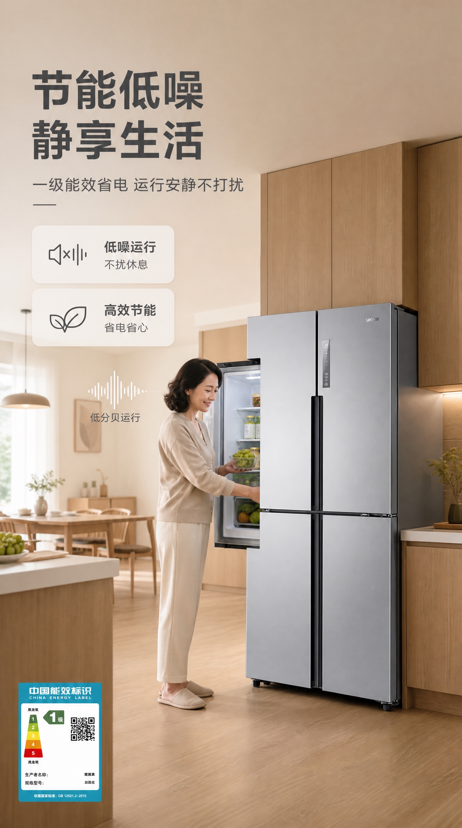 [商品] 使用【图1】45°斜视角银灰色十字对开门冰箱；保留四… - 图片创意预览