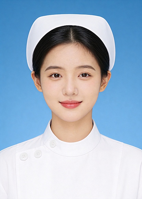 护士女性蓝底证件照