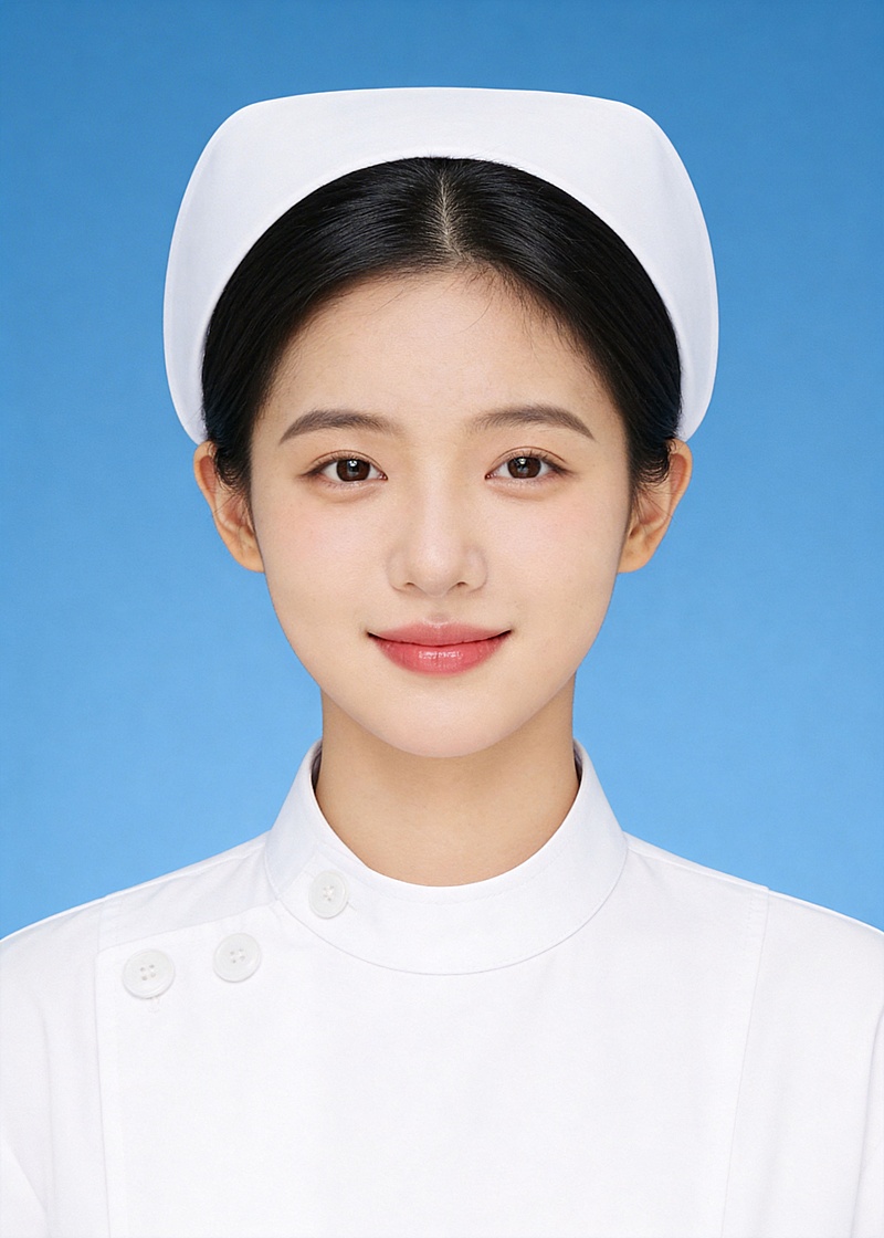 护士女性蓝底证件照
