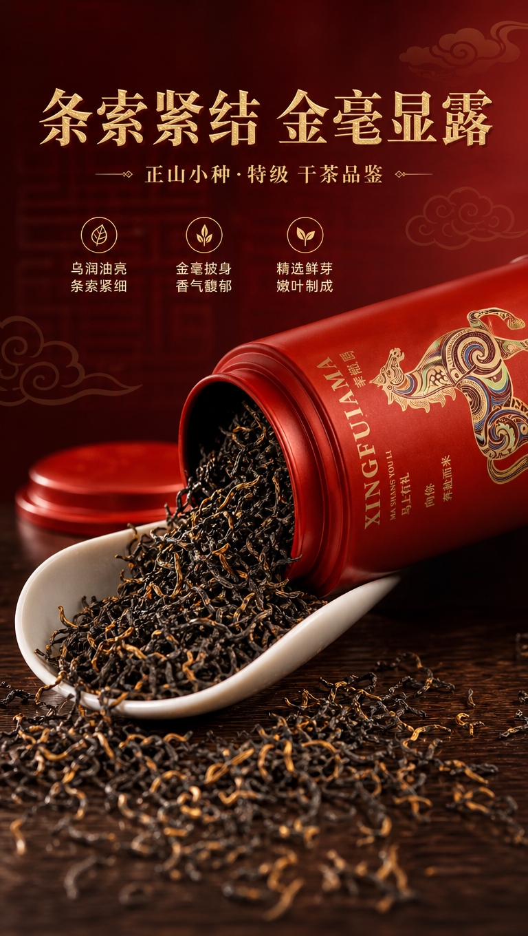 [商品] 使用【图1】礼盒内的红色茶罐作为产品载体，保留茶罐正… - 图片创意预览