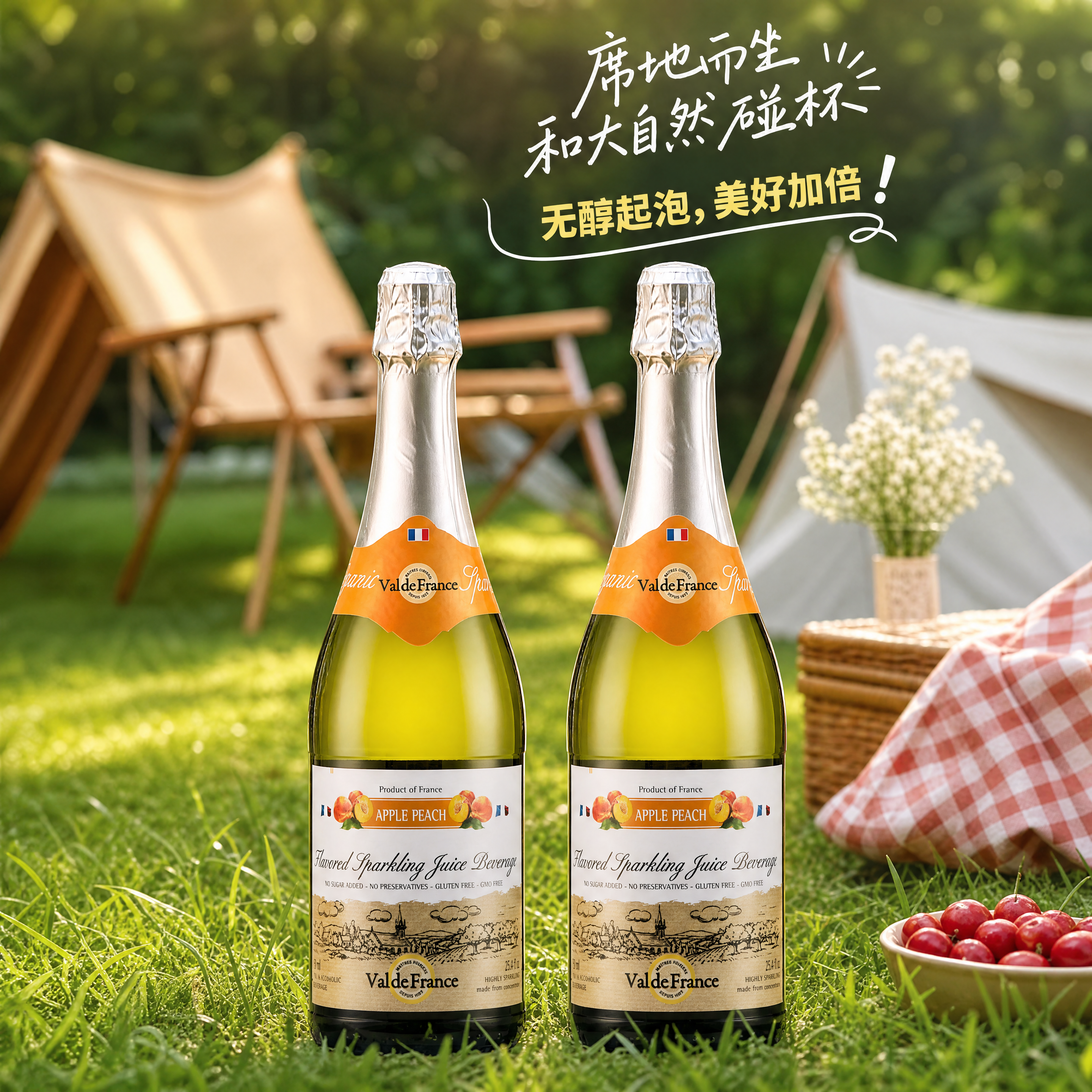 将图中左侧的梨子味气泡酒瓶（绿色瓶颈、APPLE PEAR标签… - 图片创意预览