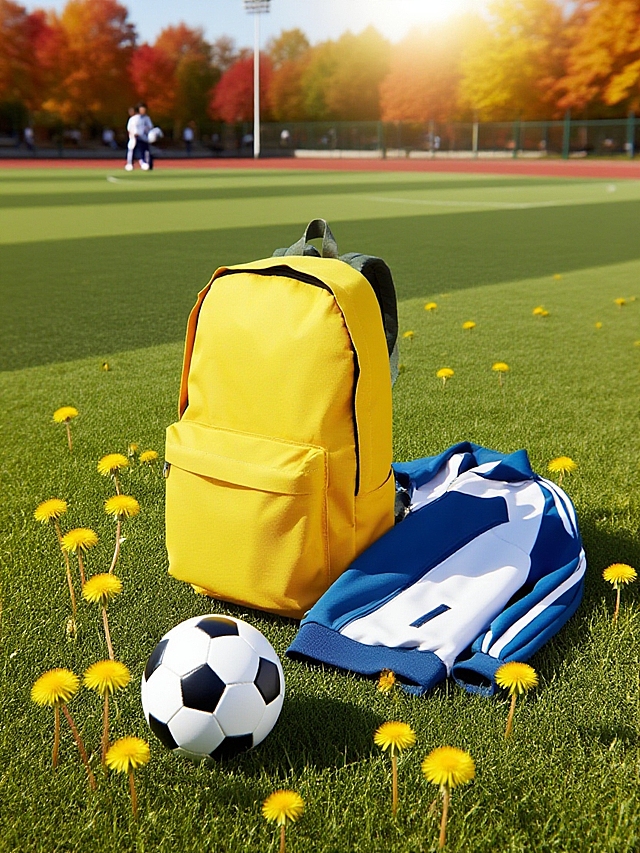 🎒黄色书包亮相球场边，校园秋日氛围感拉满🍂