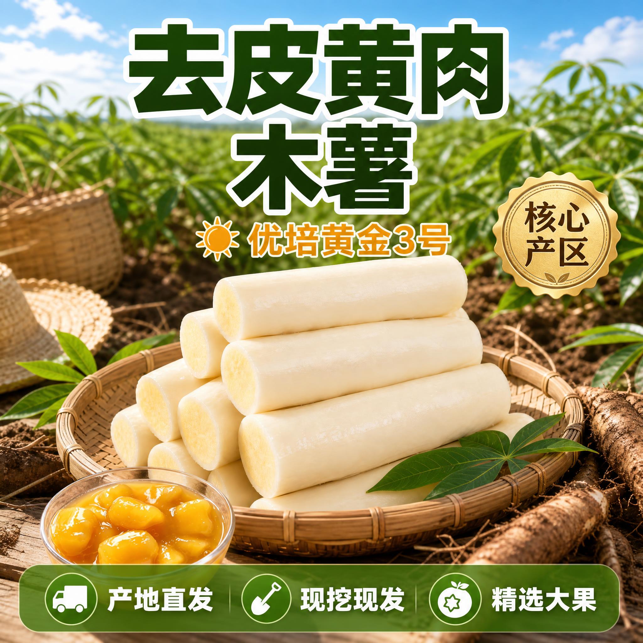 [主图2-产地田园场景] 去皮黄肉木薯电商主图，产地溯源信任款… - 图片创意预览