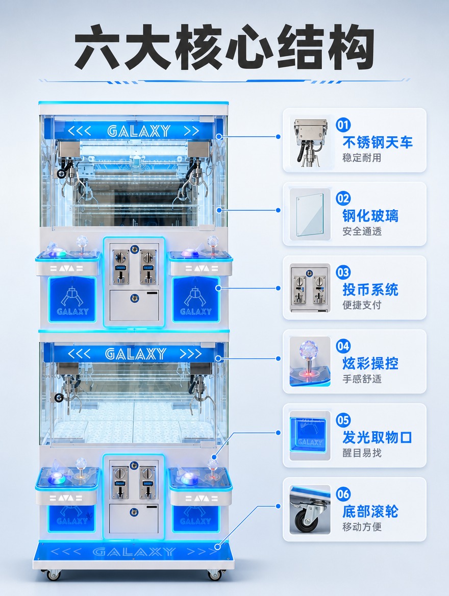 [商品] 使用【图1】右侧GALAXY蓝白款四人双层娃娃机正面… - 图片创意预览