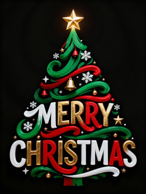 “圣诞节 MERRY CHRISTMAS”创意字体设计预览效果