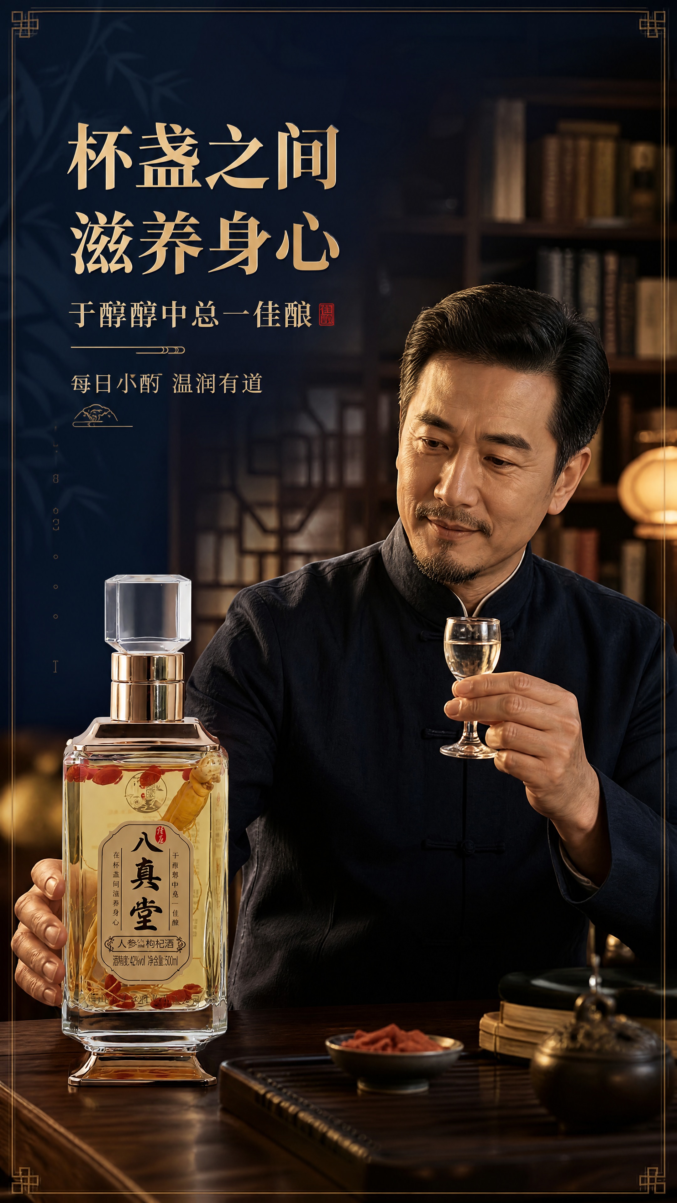 [商品] 使用【图2】佳名八真堂人参枸杞酒单瓶；保留透明方瓶、… - 图片创意预览