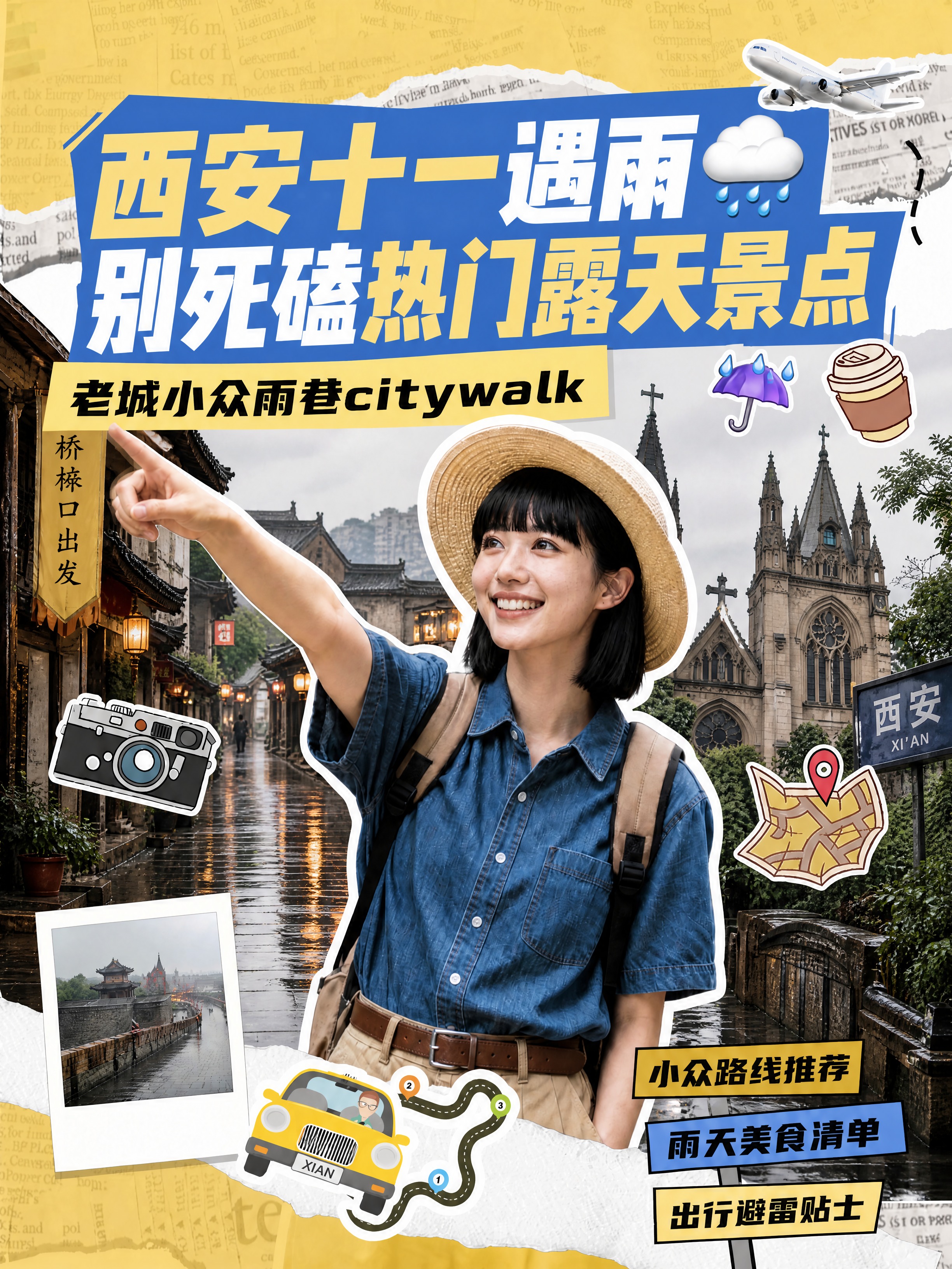 小红书笔记大字封面，配图大字，手账拼贴风，与参考图保持完全一致… - 图片创意预览