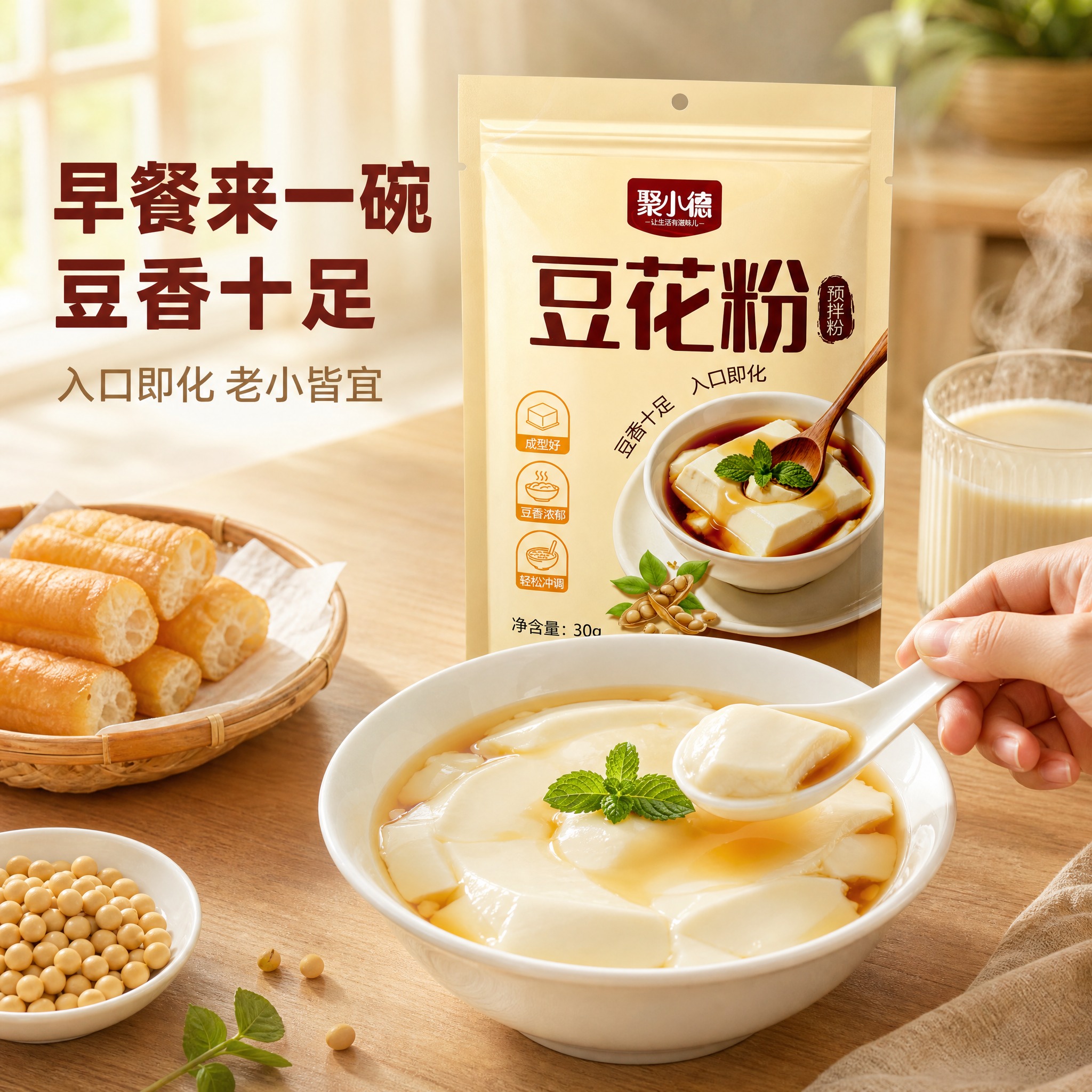 [主图-4] 商品名称：聚小德 豆花粉（预拌粉）。主题：早餐使… - 图片创意预览