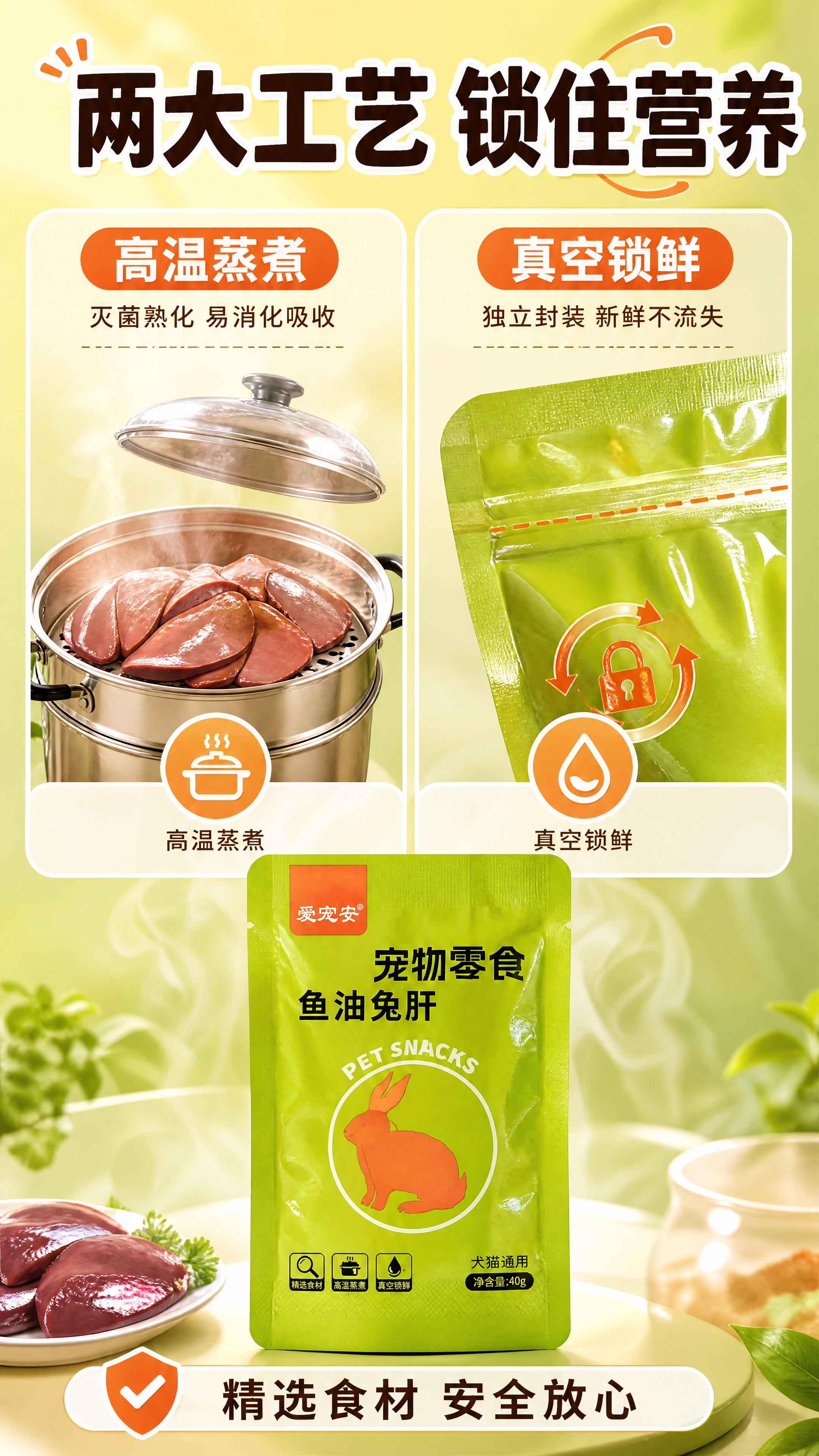 [商品] 使用【图1】爱宠安鱼油兔肝宠物零食绿色包装袋；保留包… - 图片创意预览