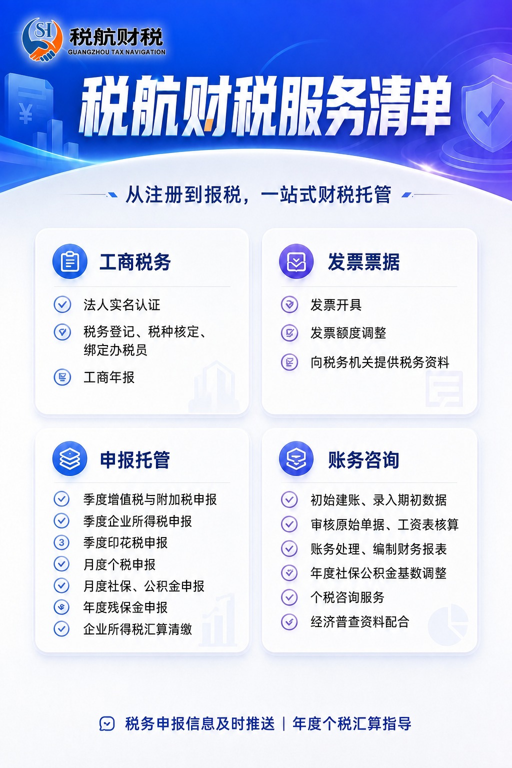 将税航财税的logo（蓝橙握手+SH图形标志，右侧为"税航财税… - 图片创意预览