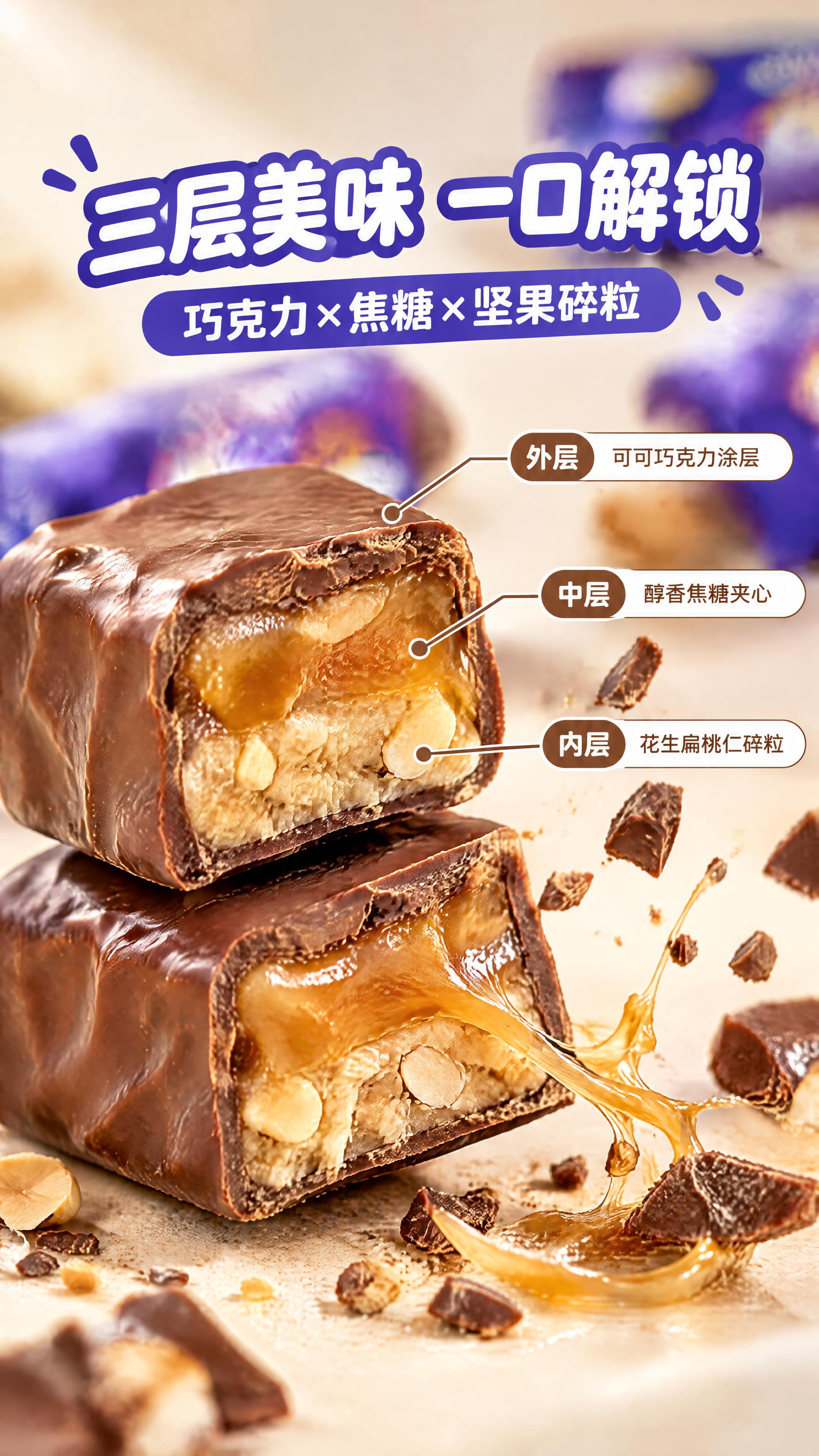 [商品] 使用【图3】与【图7】的三层巧克力糖块与掰开剖面；保… - 图片创意预览