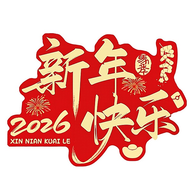 将图中的“新年快乐”字体更换一个字体风格