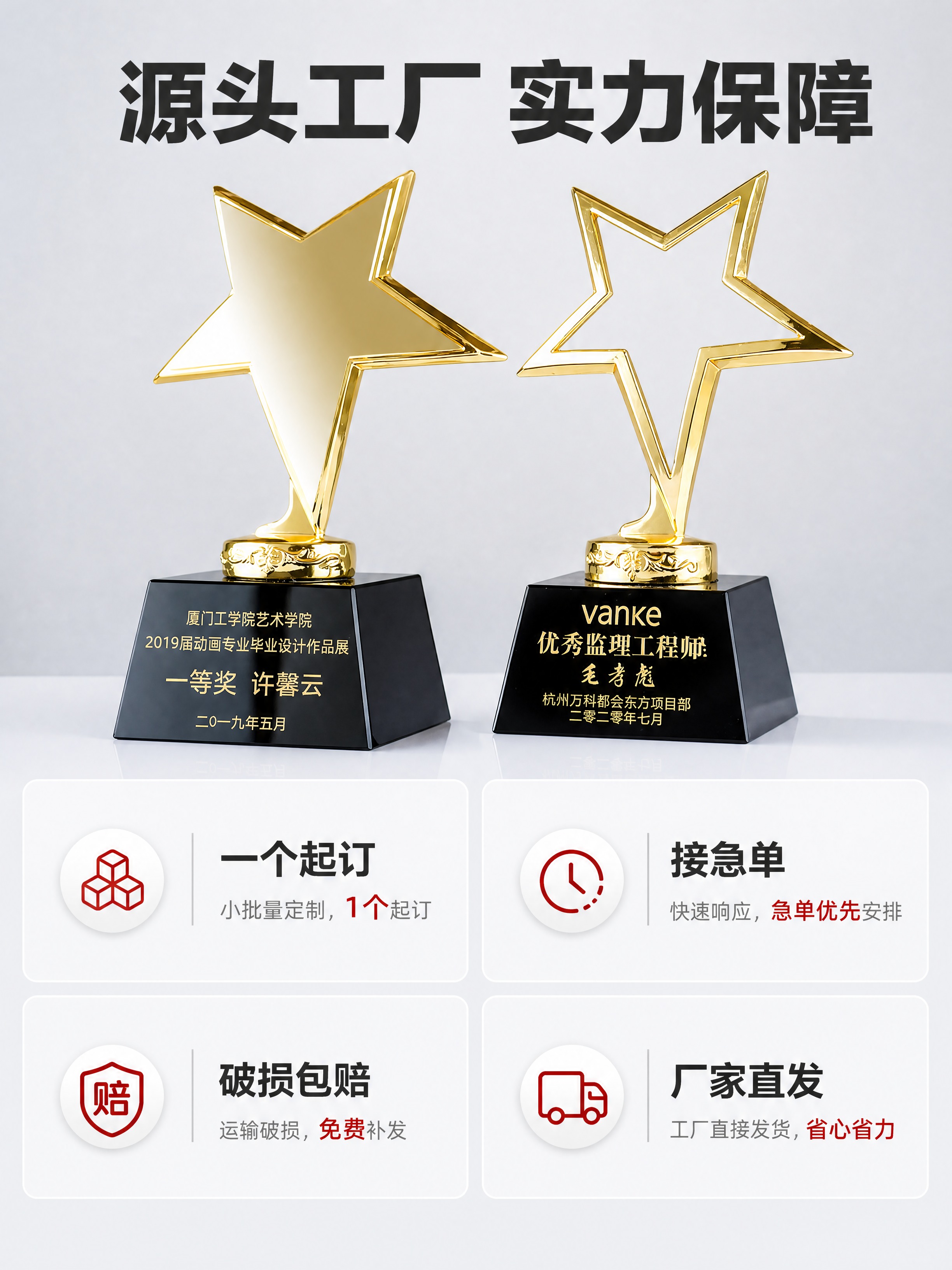 [商品] 使用【图2】两款金色金属五角星奖杯（左：实心五角星+… - 图片创意预览