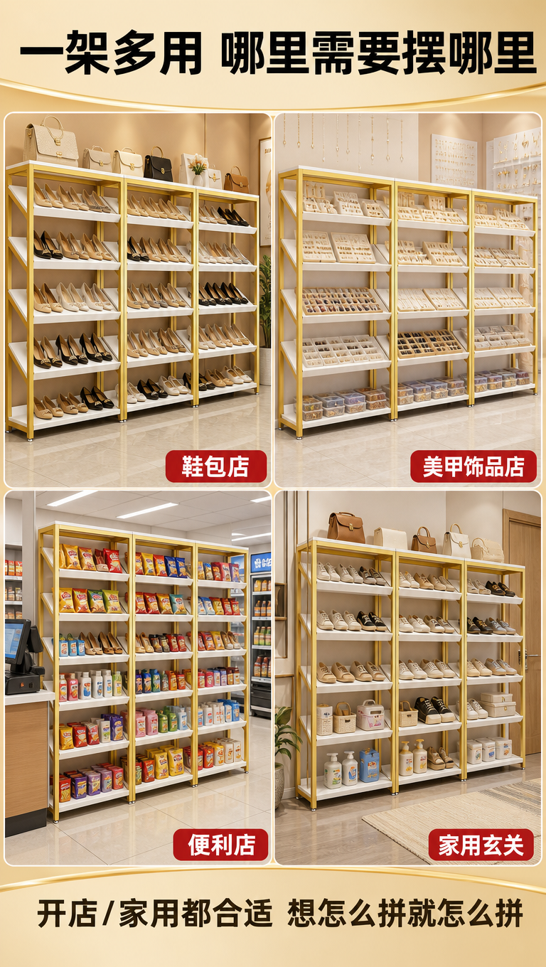 [商品] 使用【图1】轻奢金白多层展示货架；保留金色框架、白色… - 图片创意预览