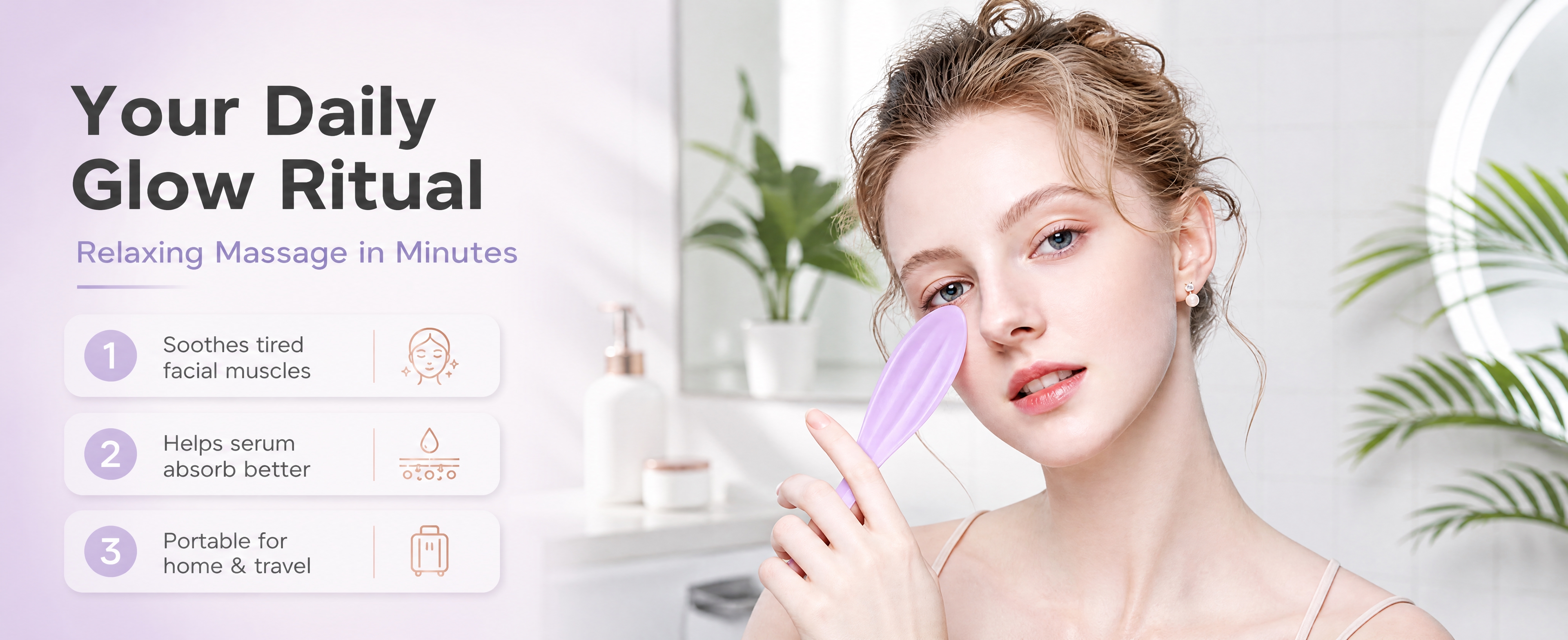 [商品] 使用【图2】淡紫色柔软硅胶面部滚轮按摩器与欧美模特使… - 图片创意预览