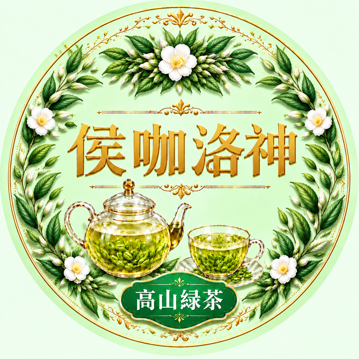 基于参考图修改，在四周的枝条上适当增加一些绿茶茶叶的数量，增加… - 图片创意预览