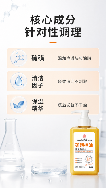 [第4屏] 核心成分功效解析。
[氛围/风格] 简约科研风，浅灰渐变背景，干净成分展示，专业可信质感。
[元素布局] 页面采用双行网格布局，每个成分占一行，左侧是成分名称和图标区域，右侧是功效说明。顶预览效果