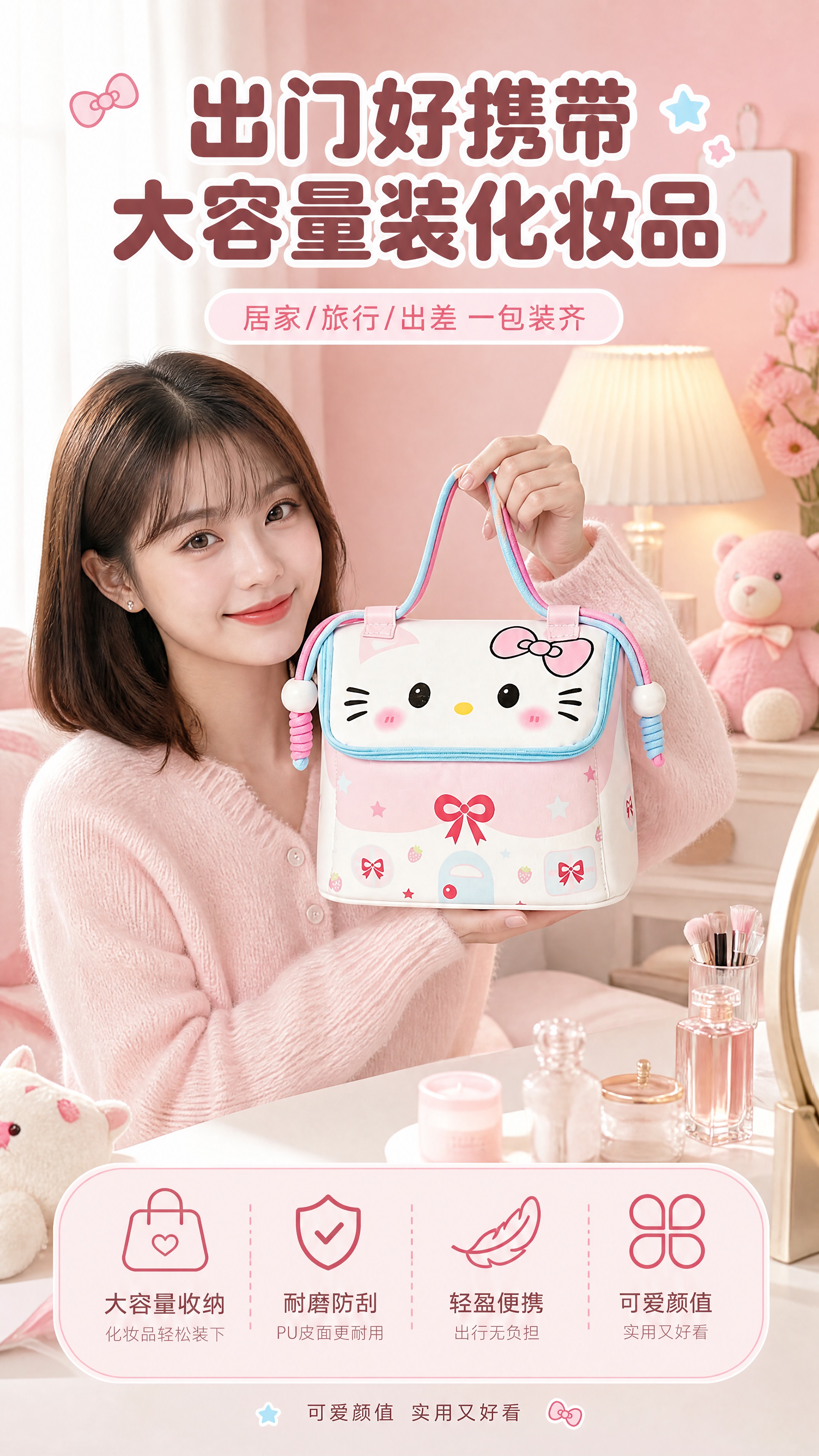 [商品] 使用【图2】猫咪造型化妆包；保留完整猫咪脸部图案、蓝… - 图片创意预览