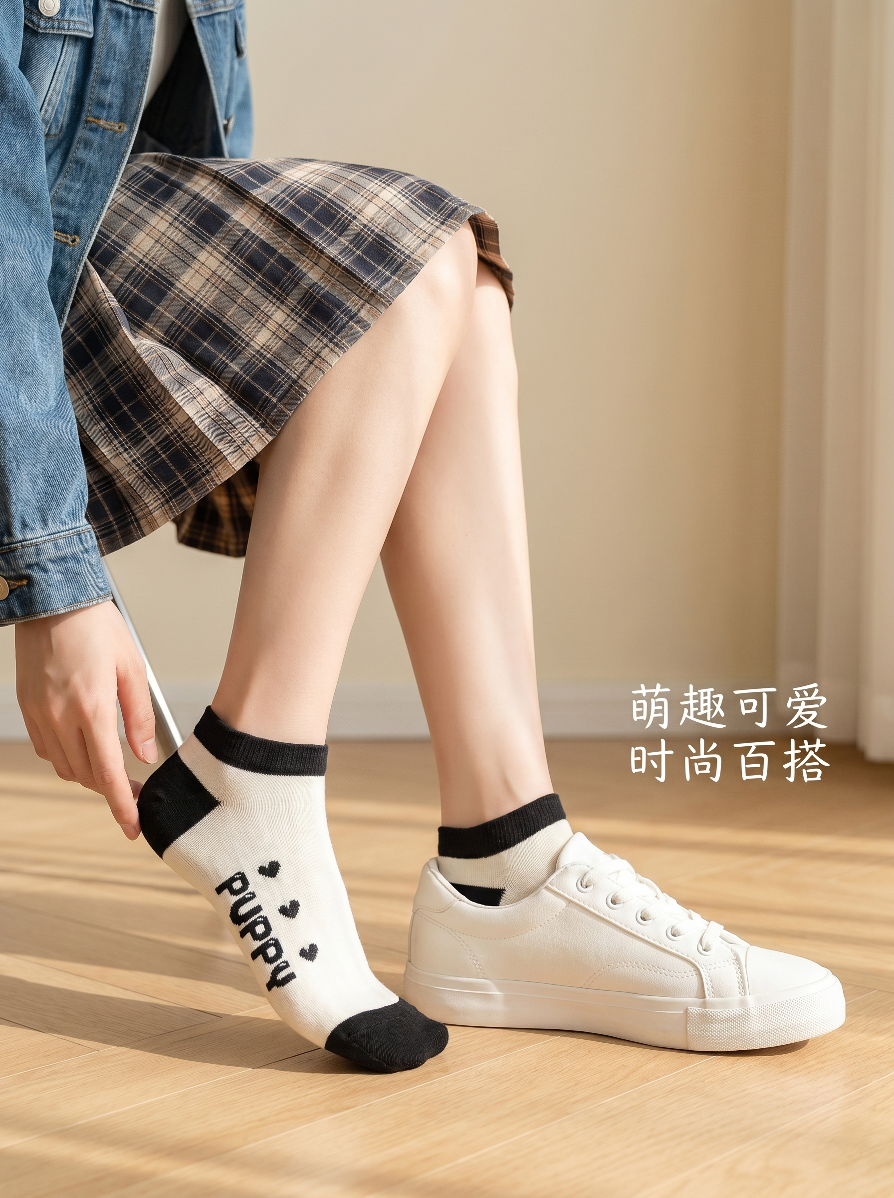 【主体保护指令】请保持参考图 1 中【短袜】的款式、颜色、材质… - 图片创意预览