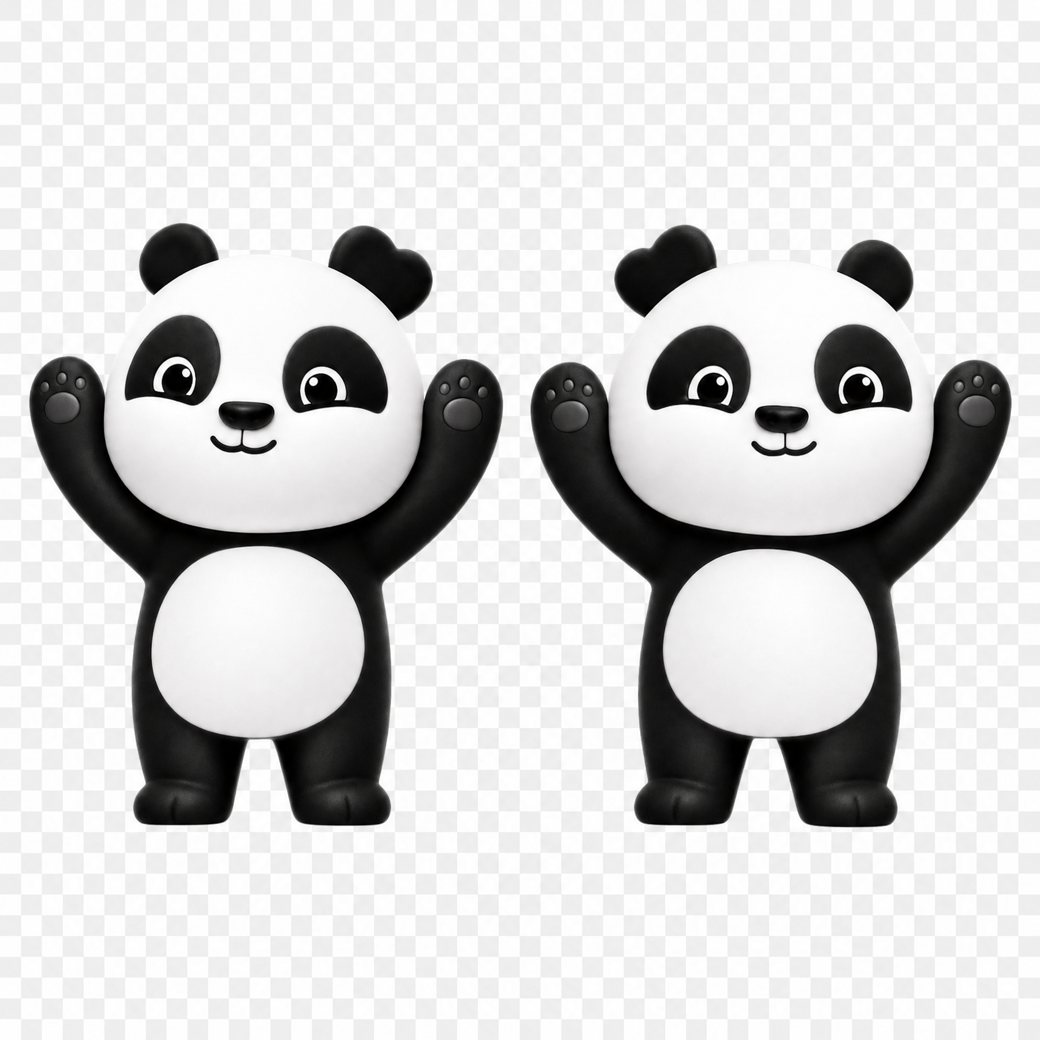 提取图中两只3D卡通熊猫形象，只保留两只熊猫本体，去除所有其他… - 图片创意预览