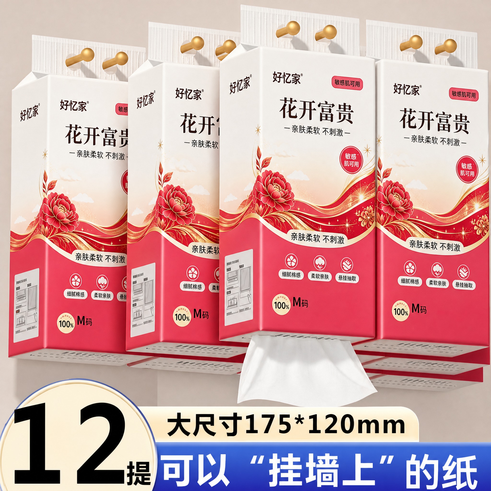 将第一张白底图中悬挂式抽纸包装的完整图案主题（包括"好忆家"品… - 图片创意预览