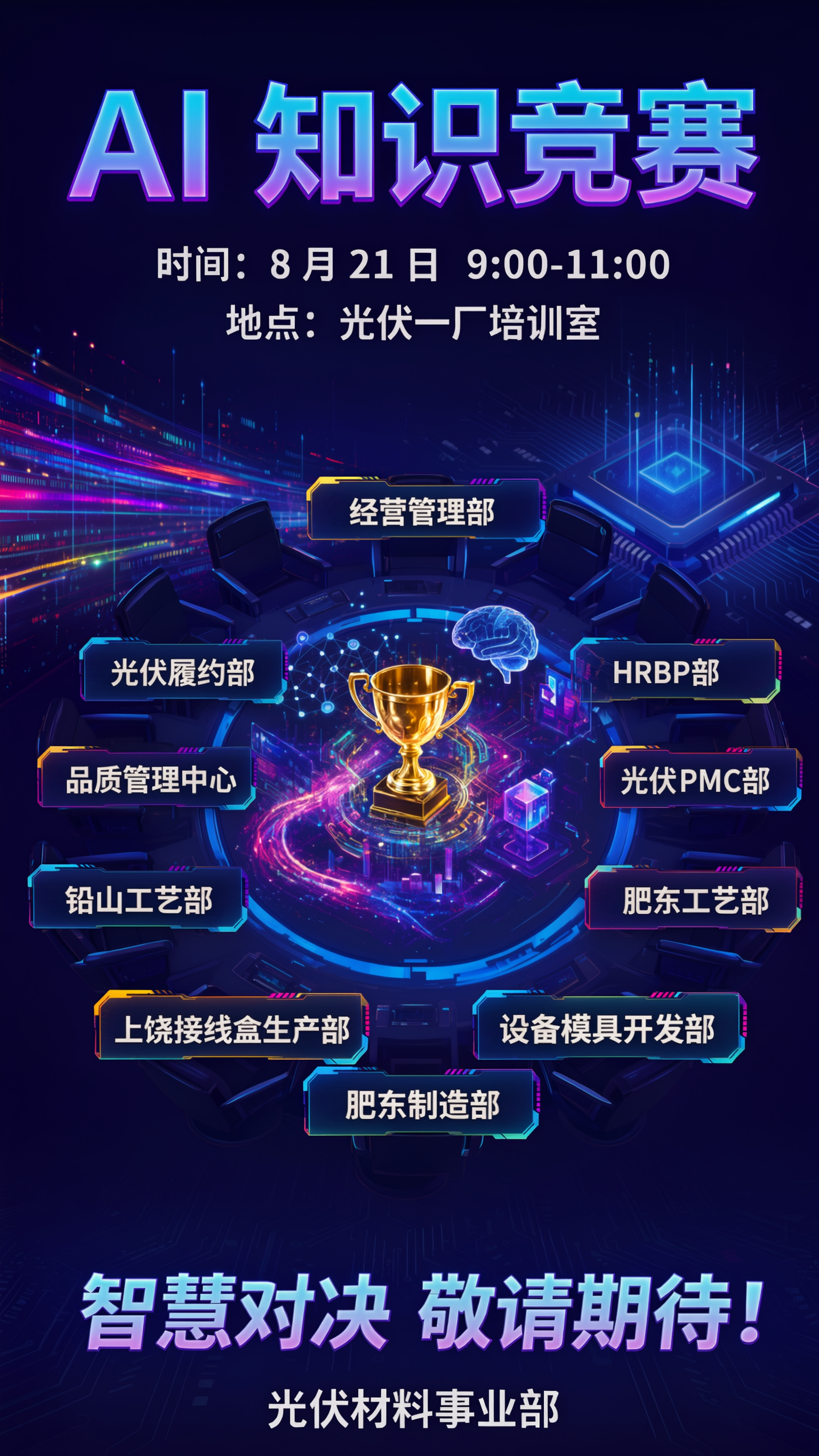 将圆桌周围所有队伍名称（经营管理部、光伏履约部、HRBP部、品… - 图片创意预览