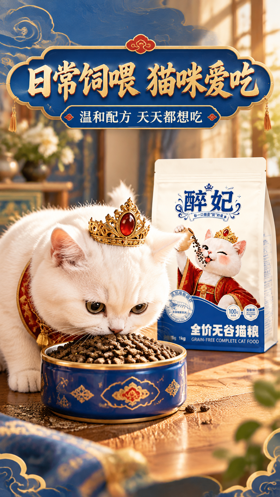[商品] 使用【图1】醉妃全价无谷猫粮包装袋和【图2】猫粮颗粒… - 图片创意预览