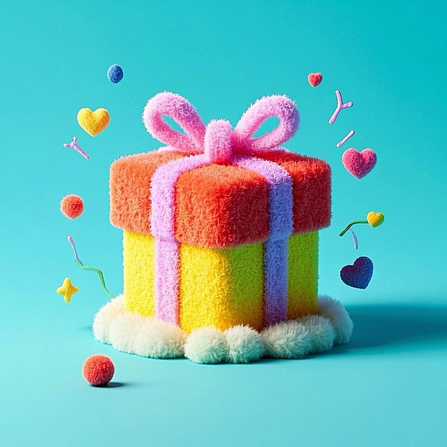 一个礼盒，纯色背景