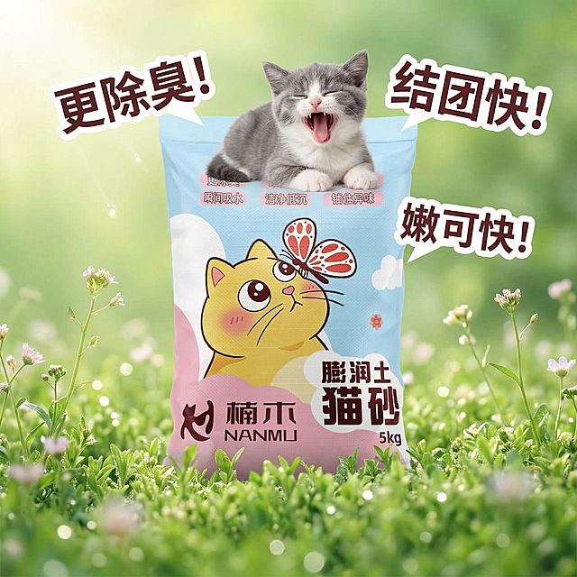 我是在拼多多卖猫砂的 帮我设计十张主图 可爱一点 最好有小猫