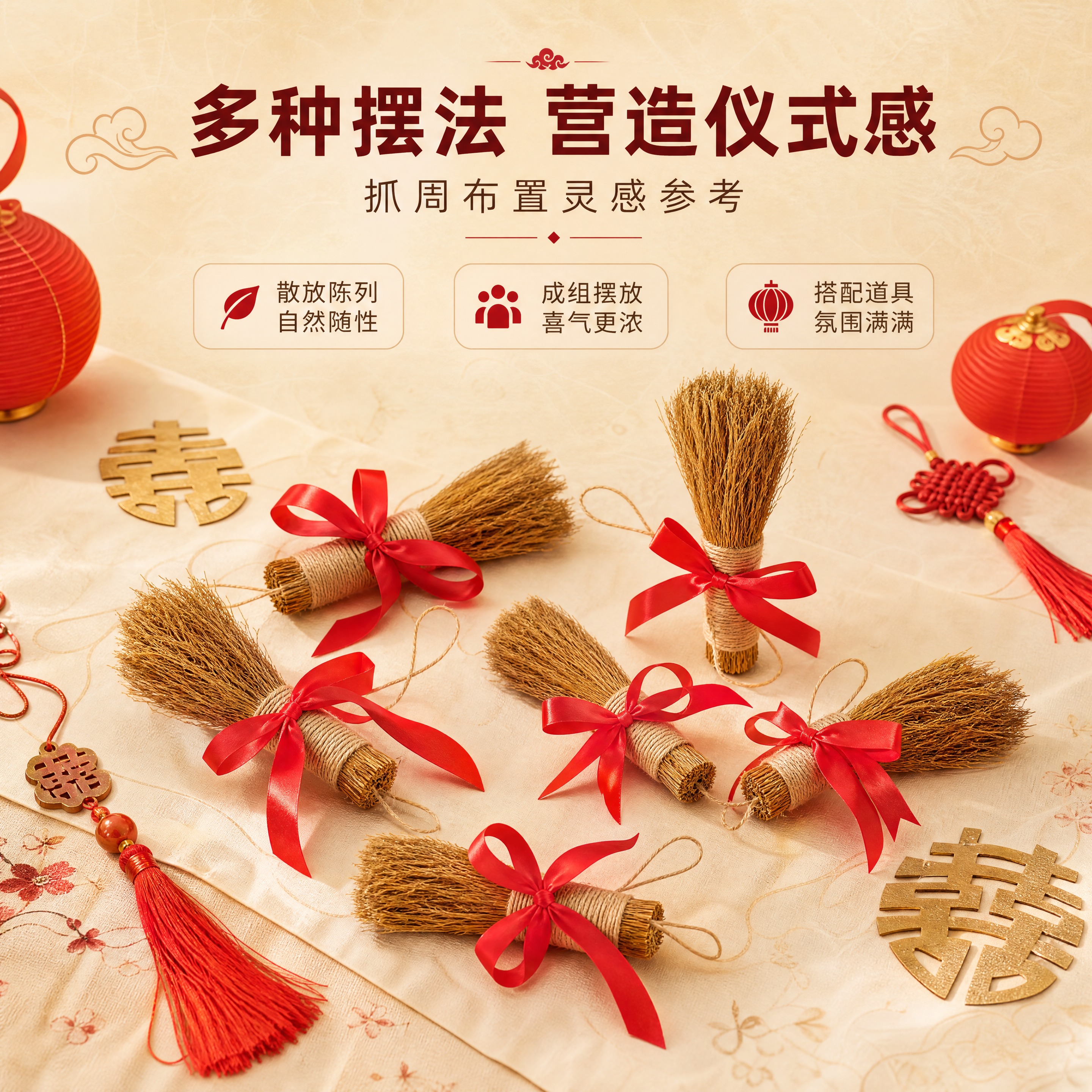 [商品] 使用【图4】多支散落稻草小毛刷捆红绳款；保留每支毛刷… - 图片创意预览
