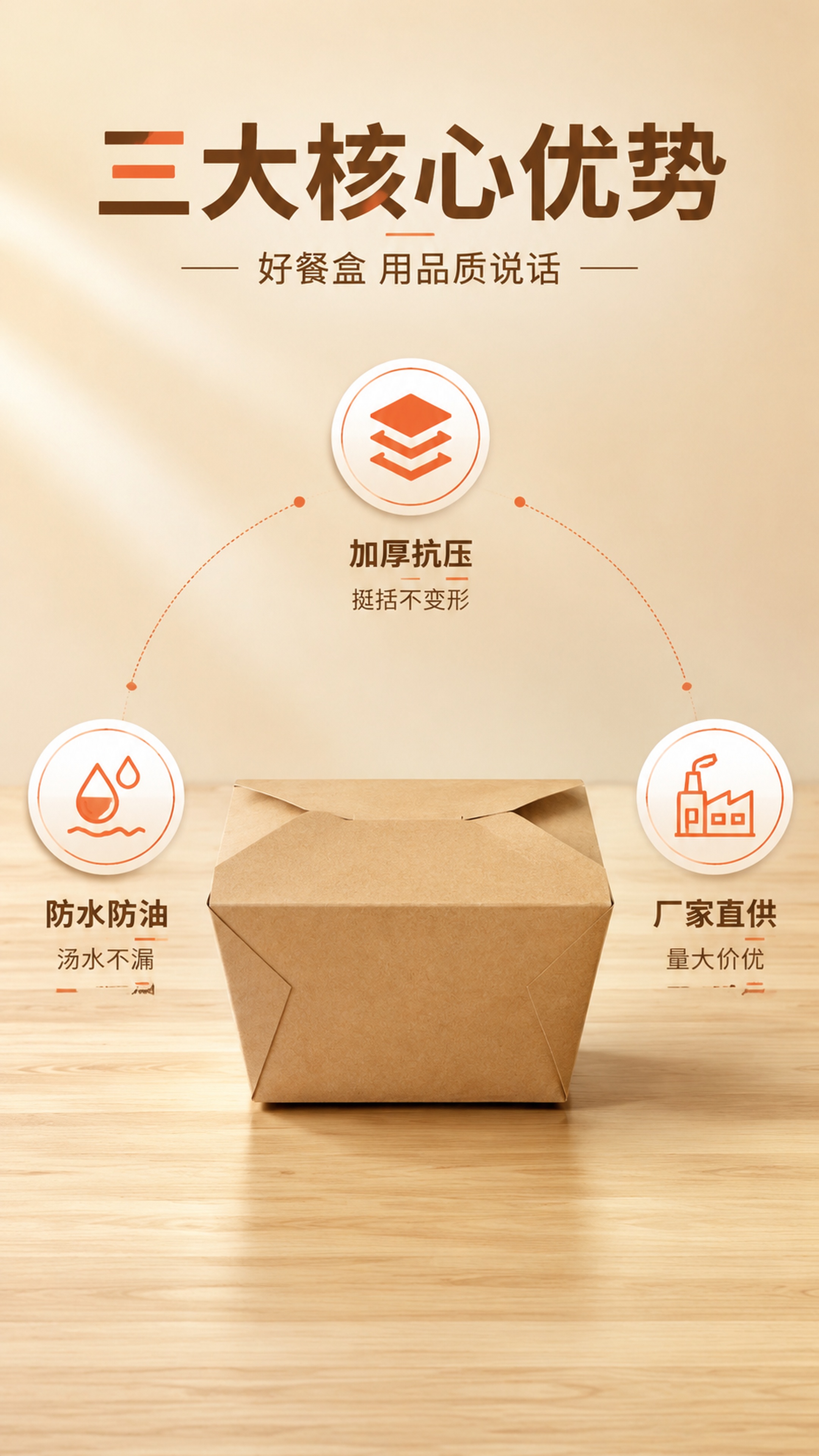 [第2屏] 核心卖点总览——加厚抗压 / 防水防油 / 厂家直… - 图片创意预览