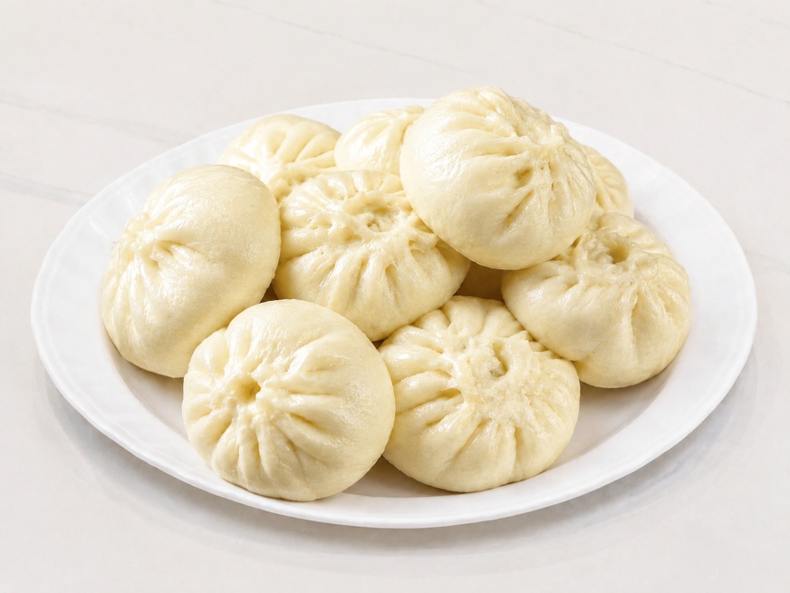 把图二的水煮包原本的移动到图一的白色盘子上，图二的原食物绝对不能改变，清晰度提高，比列：4：3「图片1」「图片1」预览效果