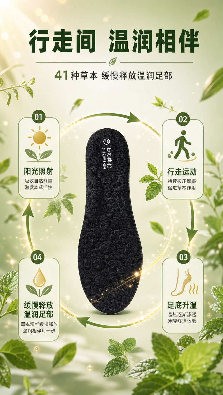 [商品] 使用【图1】黑色本草多维鞋垫；保留整体结构、按摩凸点… - 图片创意预览
