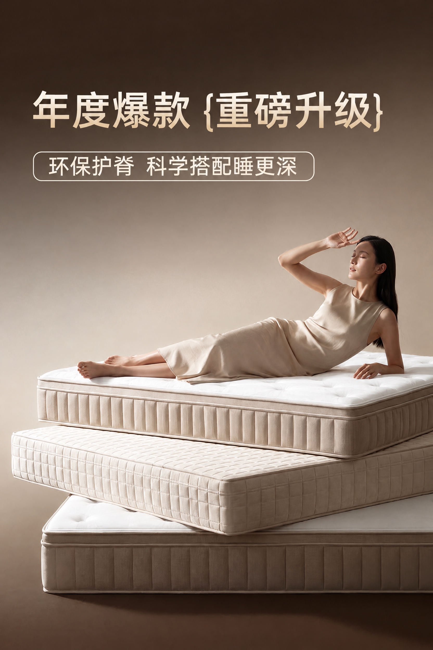消除所有床垫侧面的LOGO标签和文字，将标签区域修复为与周围一… - 图片创意预览