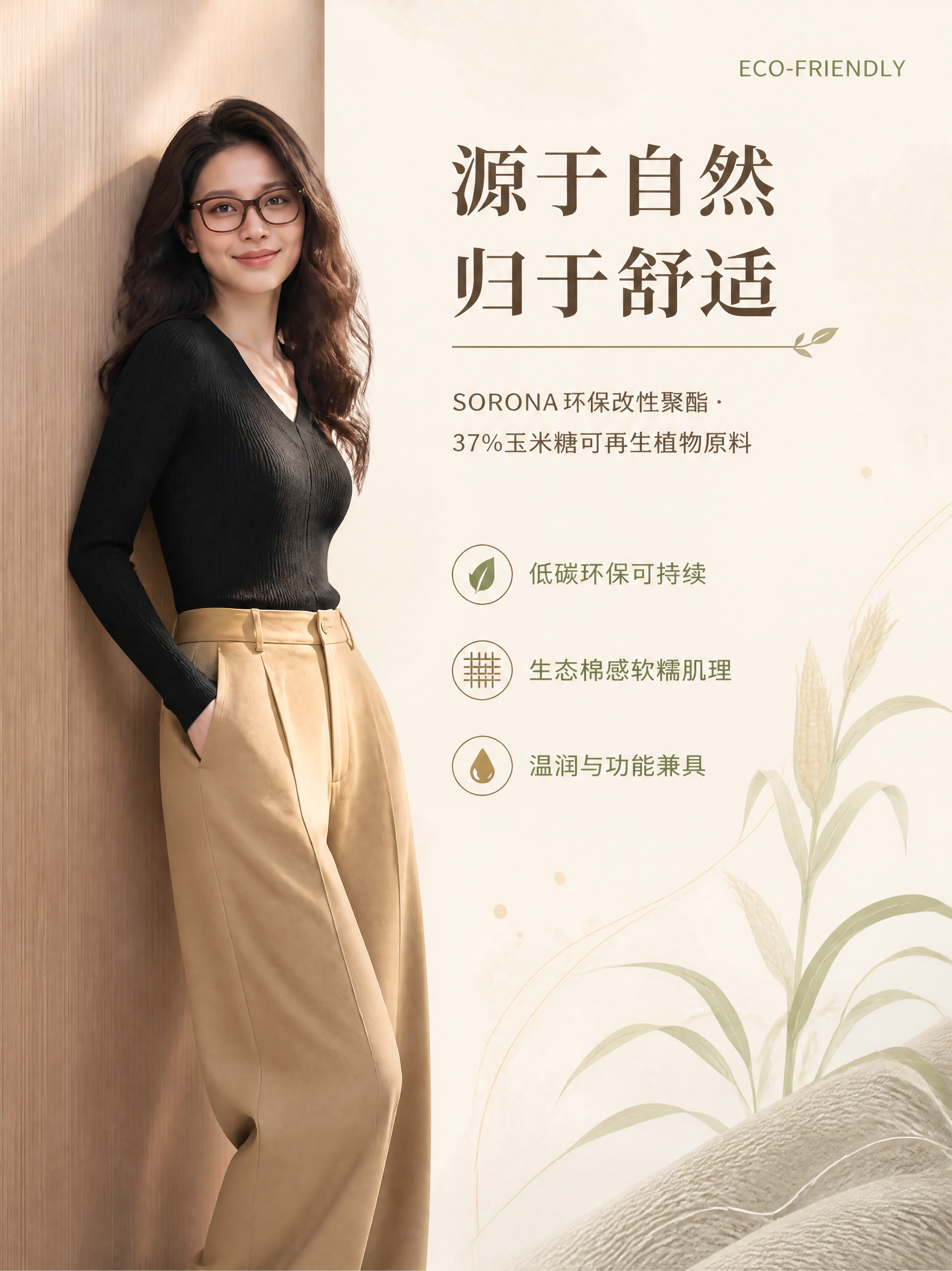 [第2张] 设计理念页-美人蕉立裁阔腿裤环保可持续设计主张。本… - 图片创意预览