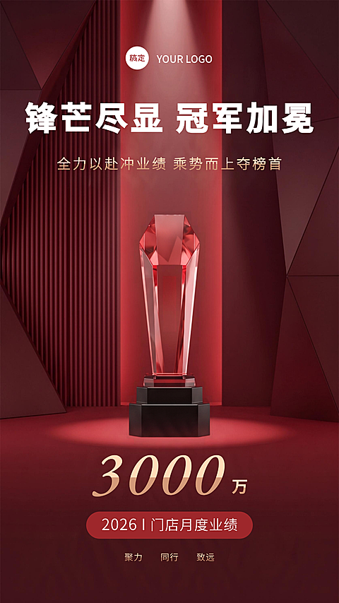 红色销售业绩喜报手机海报