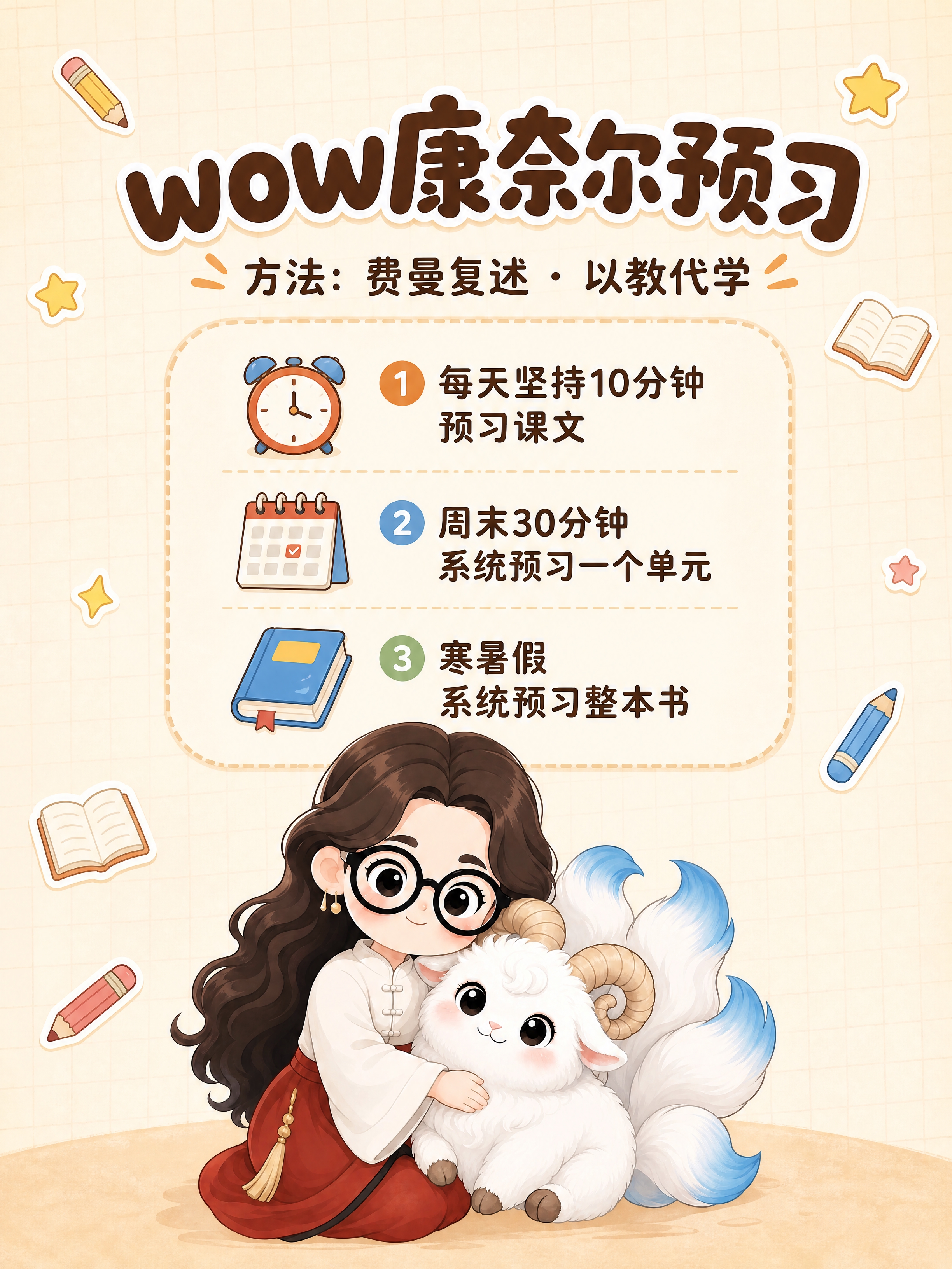 教材封底设计，竖版3:4比例，教育学习类书籍封底，温馨可爱的卡… - 图片创意预览