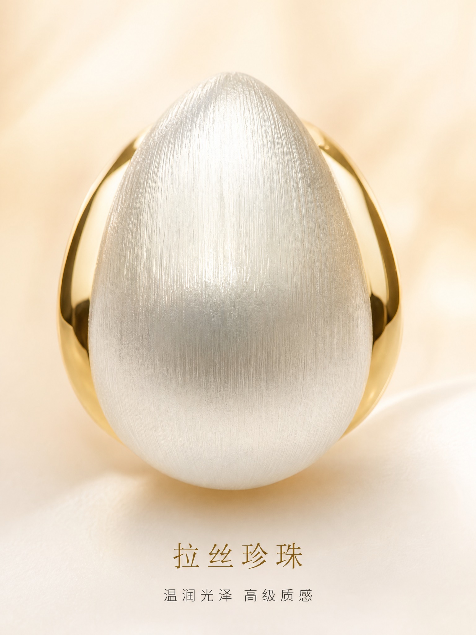 [主图-3] 水滴形拉丝珍珠耳钉 细节与质感 珍珠皮光微距。… - 图片创意预览