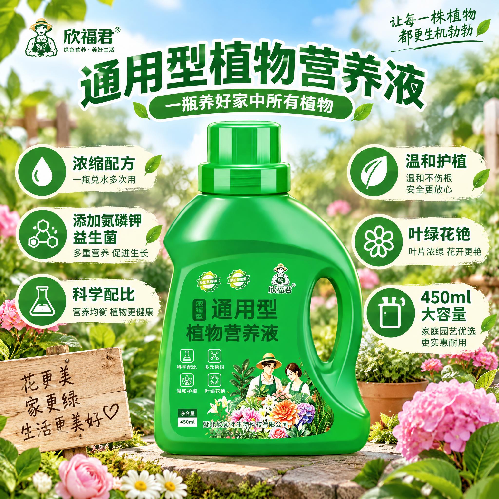 基于参考图中的通用型植物营养液产品，生成一张淘宝/天猫电商主图… - 图片创意预览
