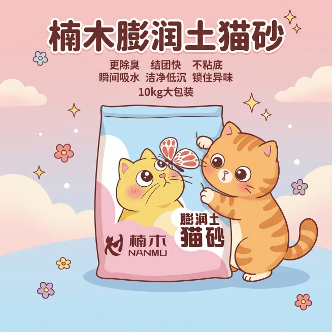 我是在拼多多卖猫砂的 帮我做10张主图 可爱一点 吸引人点预览效果