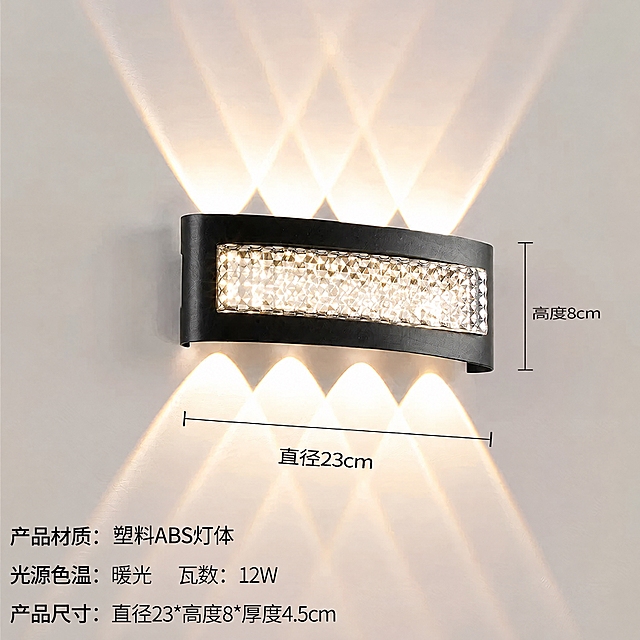 将图片左下角文字中的“压铸铝材灯体”替换为“塑料ABS灯体”，其余所有文字、产品外观、尺寸标注、光线效果、背景均保持不变，文字字体、大小、颜色、位置与原图完全一致