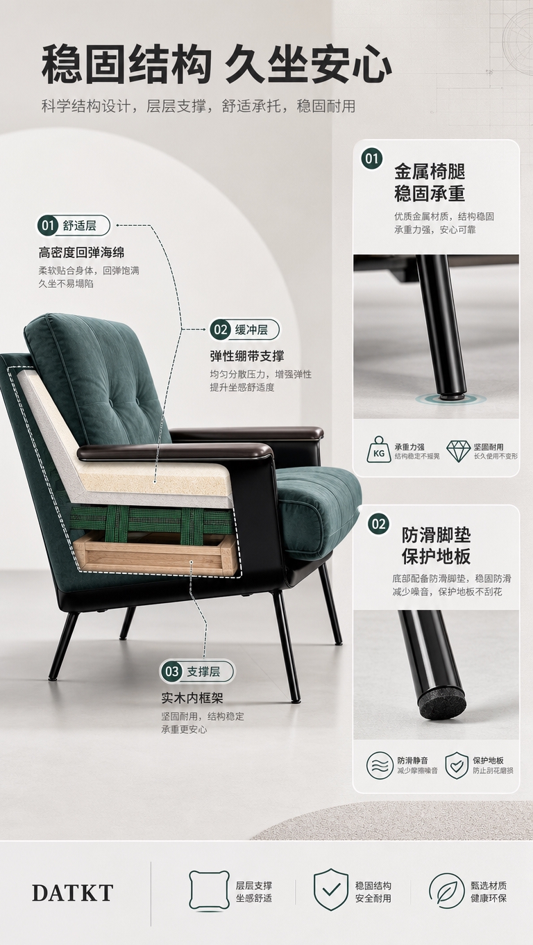 [商品] 使用【图1】深绿色单人休闲椅；保留扶手、靠背、坐垫、… - 图片创意预览