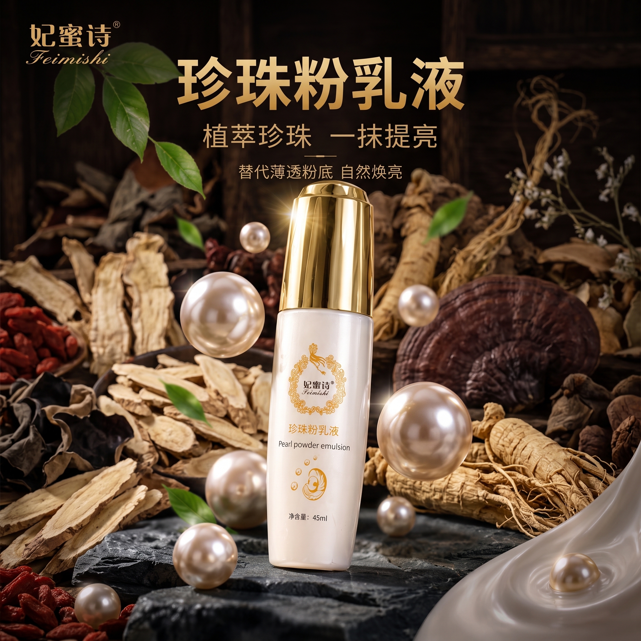 把图片改成1：1格式。背景改成中药材的偏暗的风格 - 图片创意预览