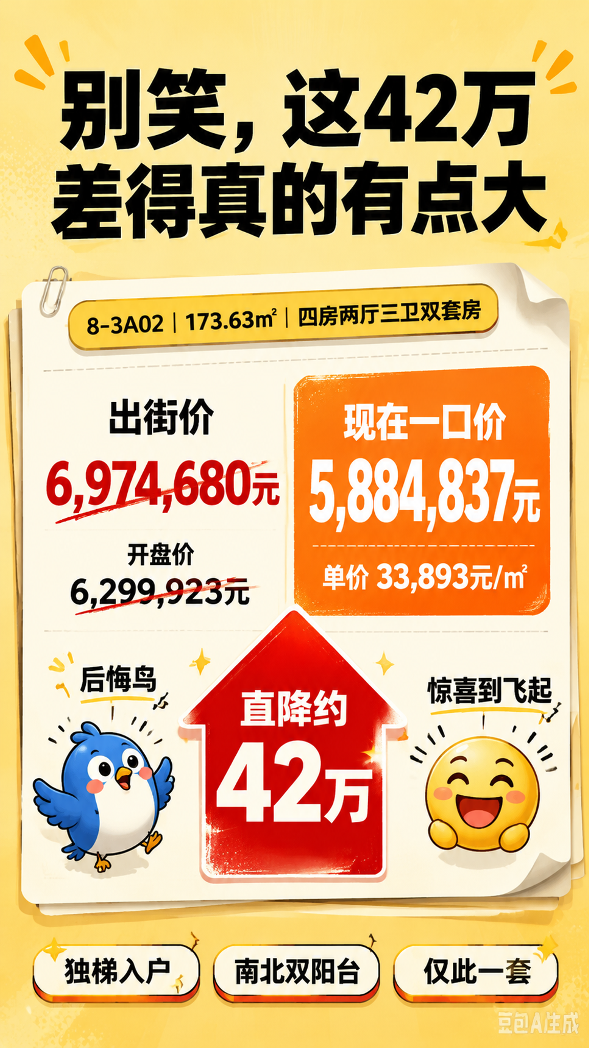 参考图2的创意版式和趣味风格，重新设计保利天珺房源促销海报。整… - 图片创意预览